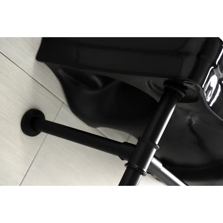 Kingston Brass Imperial 36-Inch Ceramic Console Sink Basin with Stainless Steel Legs (8-Inch, 3-Hole)