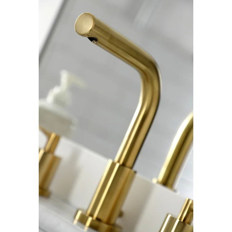 Kingston Brass Serena Two-Handle 3-Hole Deck Mount Widespread Bathroom Faucet with Brass Pop-Up Drain