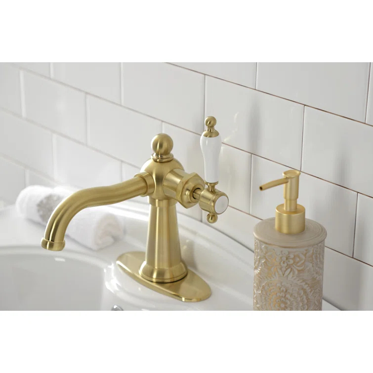 Kingston Brass KSD154KLBB Kingston Brass Nautical Single-Handle 1-Hole Deck Mount Bathroom Faucet with Push Pop-Up and Deck Plate