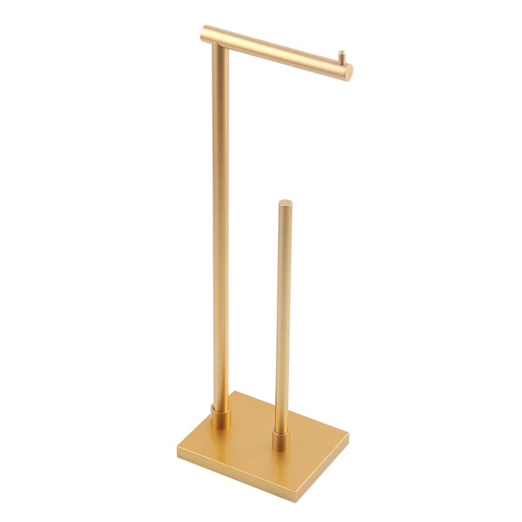 Freestanding Stainless Steel Toilet Paper Holder With Extra Storage, Modern Design, Rustproof, Easy Installation