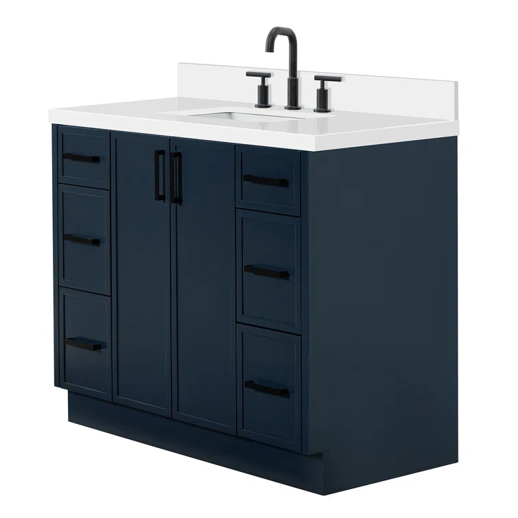 Ariel Kelly 43 Inch Single Rectangular Sink Bathroom Vanity With Quartz Countertop