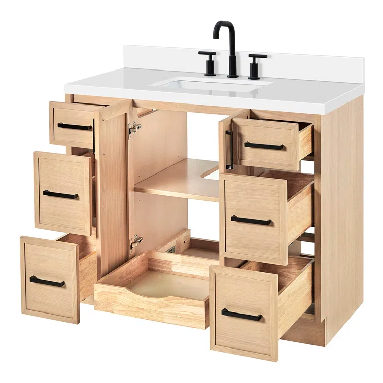 Ariel Kelly 43 Inch Single Rectangular Sink Bathroom Vanity With Quartz Countertop