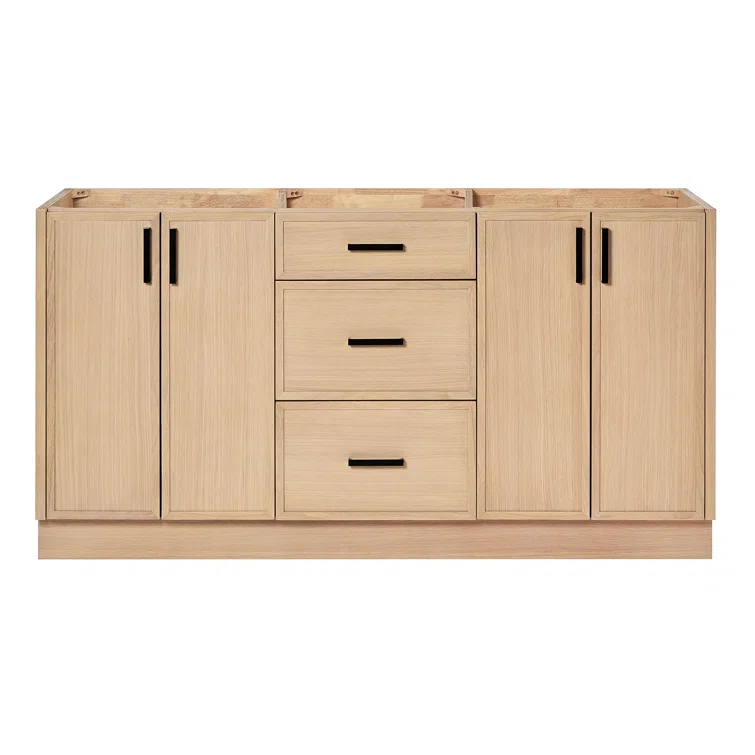 Ariel Kelley 66 Inch Double Sink Base Cabinet In Oak