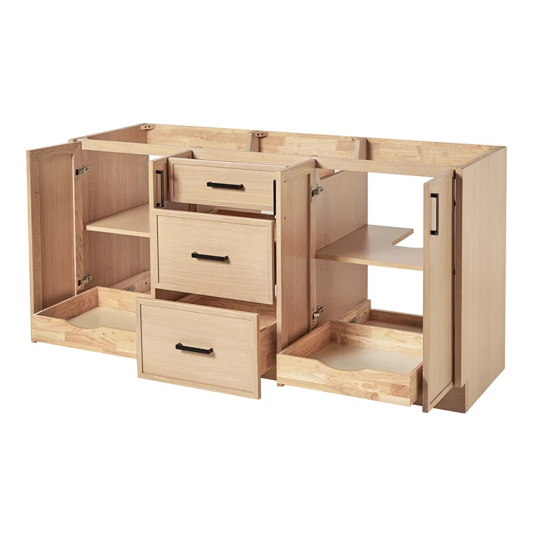 Ariel Kelley 66 Inch Double Sink Base Cabinet In Oak