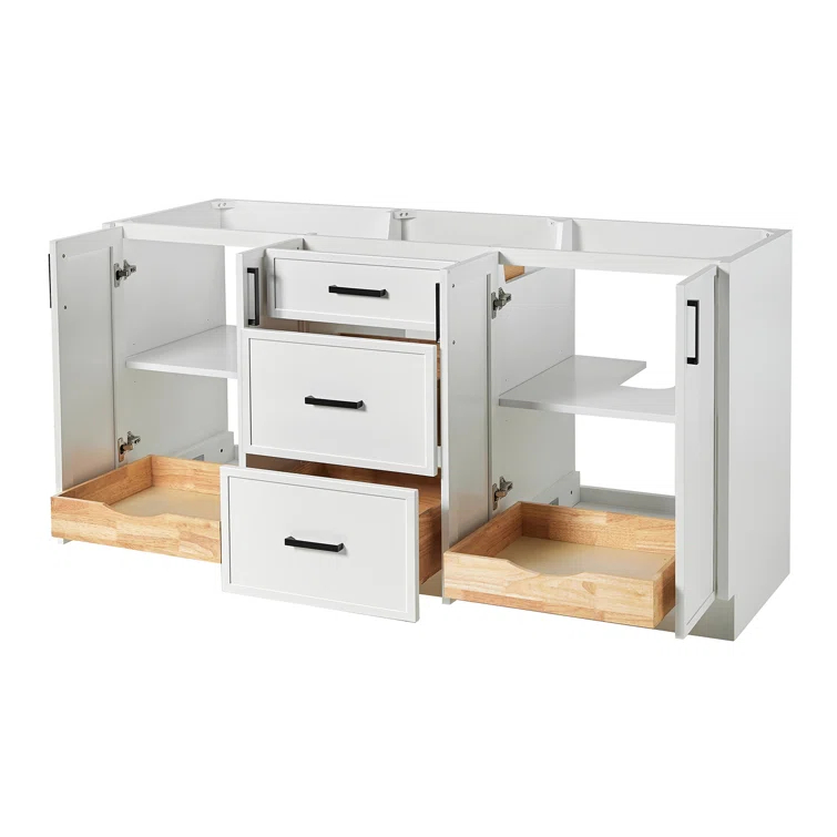 Ariel Kelley 66 Inch Double Sink Base Cabinet In Oak