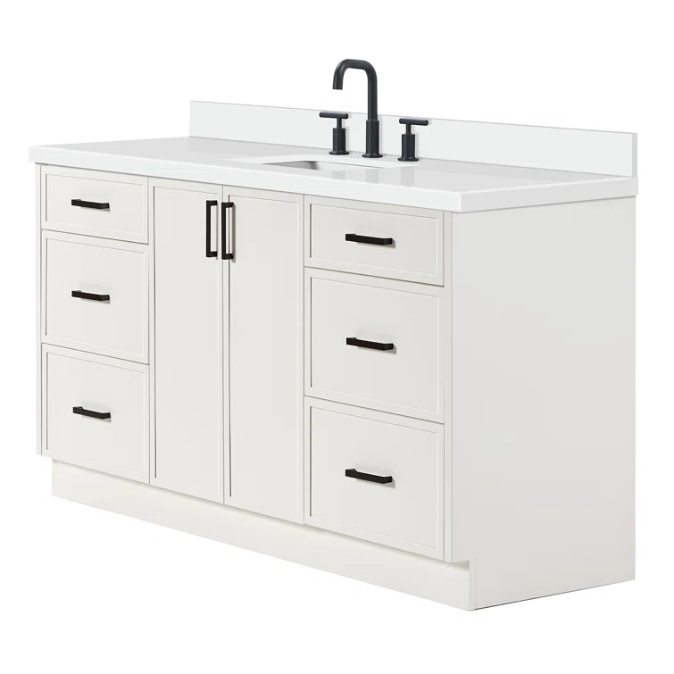 Ariel Kelly 67 Inch Single Rectangular Sink Bathroom Vanity With Pure Quartz Countertop