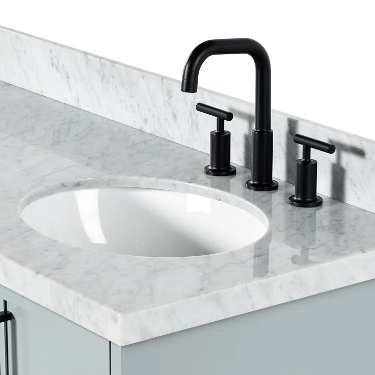 Ariel Kellie 67 Inch Double Oval Sink Bathroom Vanity With Italian Carrara Marble Countertop