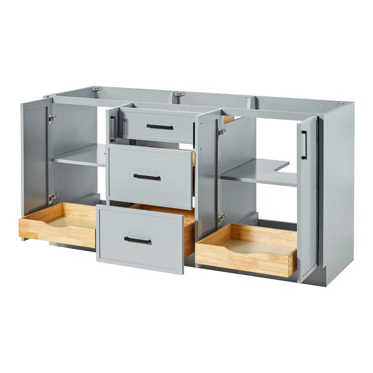 Ariel Kelley 66 Inch Double Sink Base Cabinet In Oak