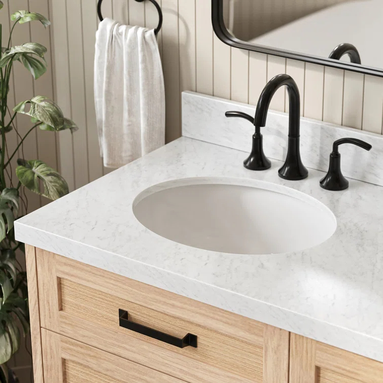 Ariel Monrow 67 Inch Double Oval Sink Bathroom Vanity With Italian Carrara Marble Countertop