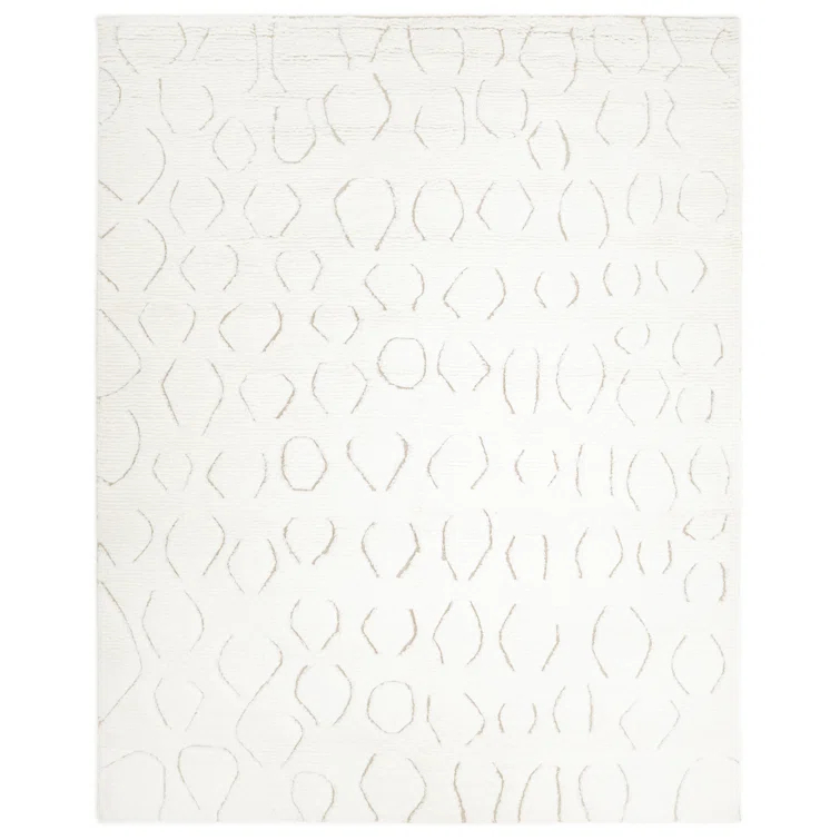 Abstract Area Rug in Ivory/Black