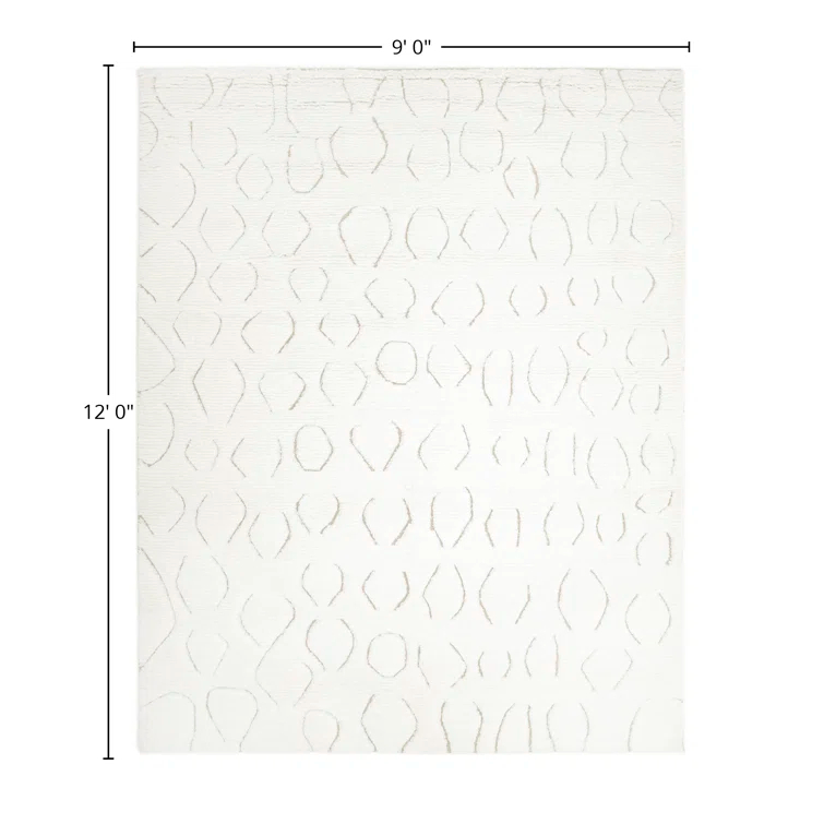 Abstract Area Rug in Ivory/Black