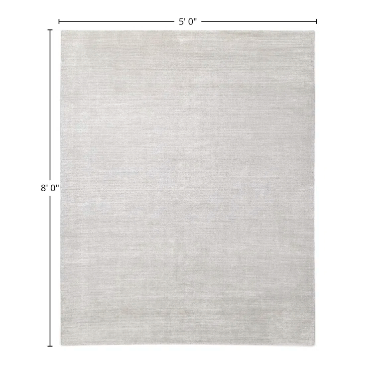 Gray Hand-Knotted Wool and Viscose Area Rug 8' x 10'