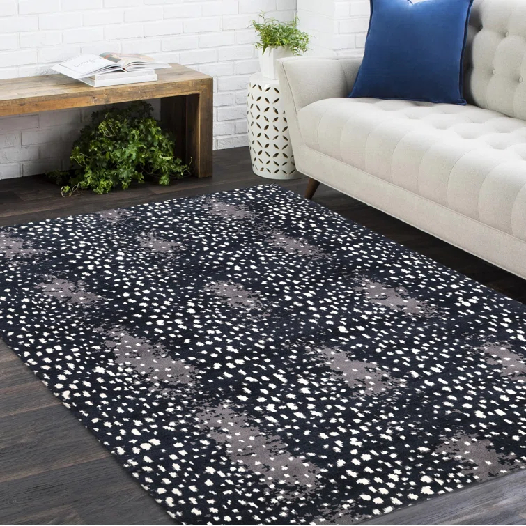 Louis Animal Print Area Rug in Black/White/Gray