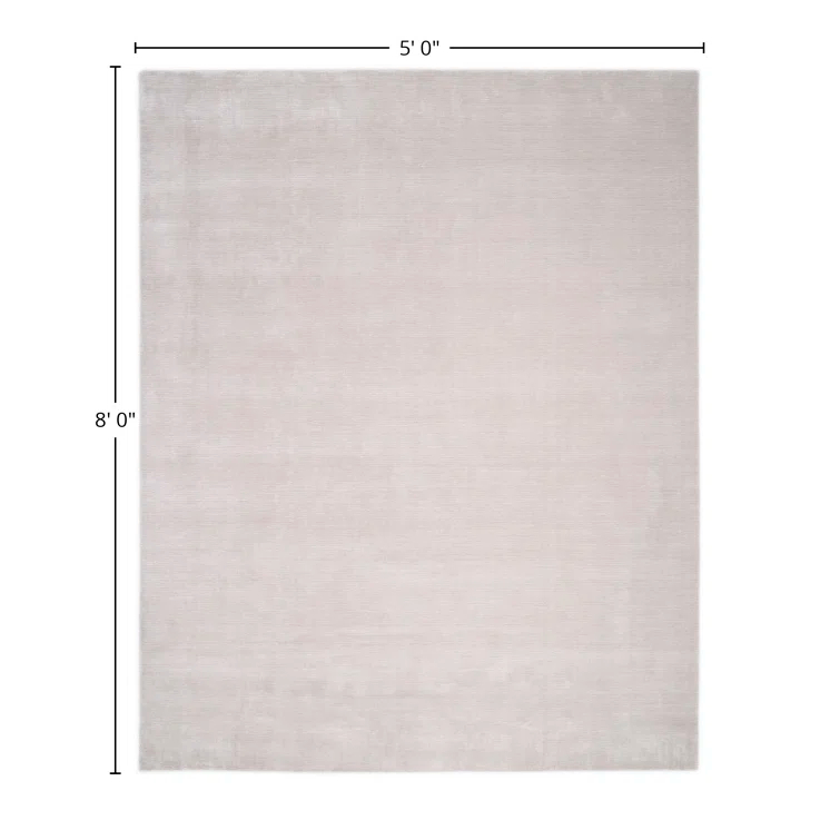 Mist Gray Hand-Knotted Wool and Viscose Area Rug