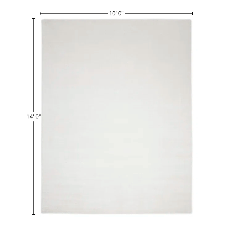 Elegant Handmade Ivory Stripe Wool & Viscose 10' x 14' Area Rug