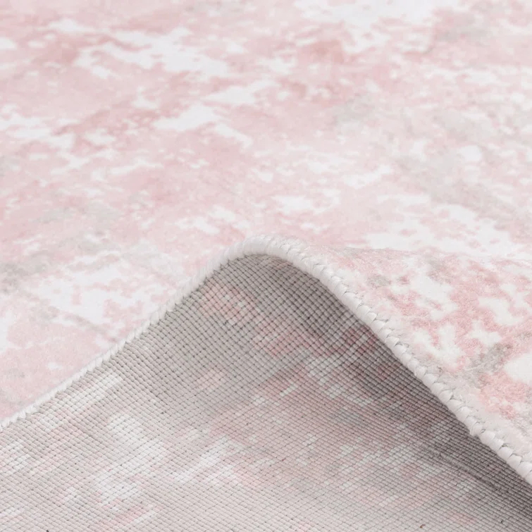 Handmade Pink and Gray Abstract Wool Viscose Area Rug