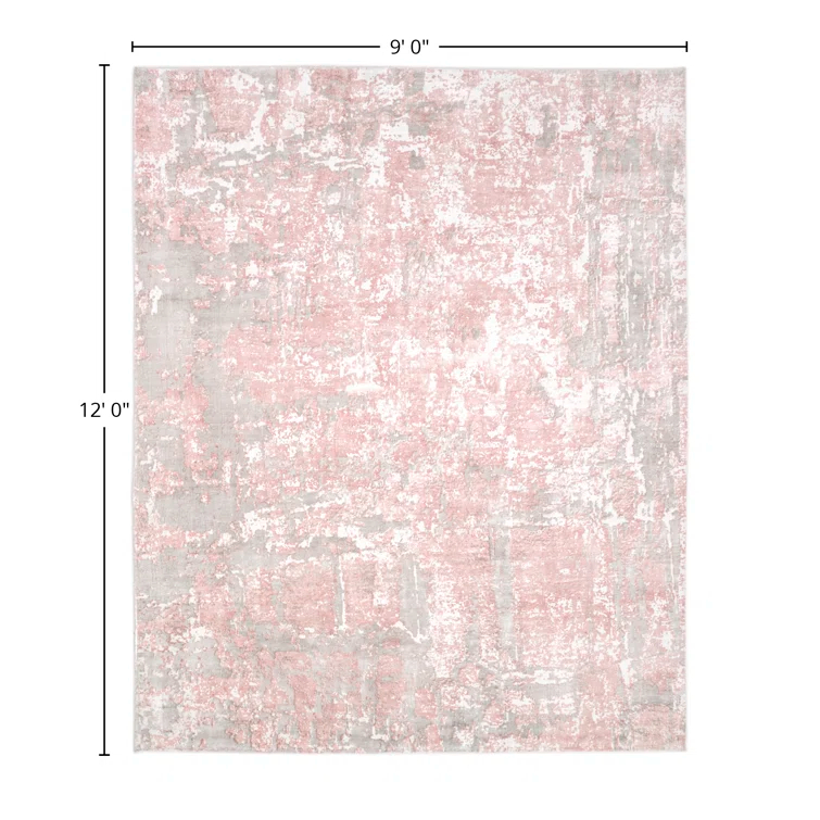 Blush Hand Knotted Tencel Geometric Area Rug in Petal