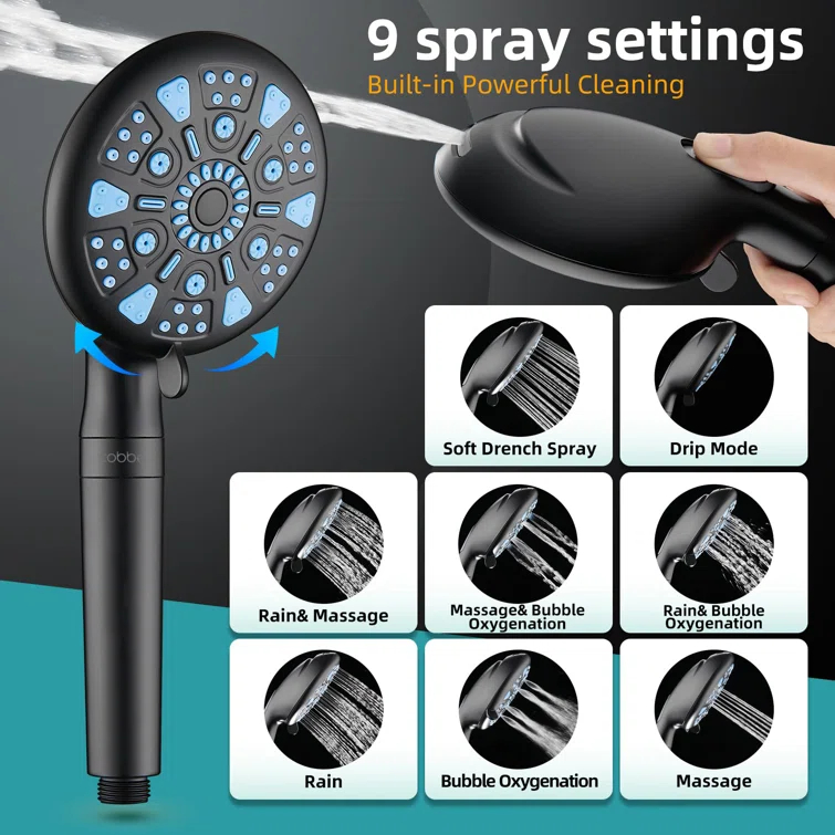 Easy To Install And Use: This Shower Heads With Handheld Spray Combo Truly Easy To Install With Universal G1/2 Threaded Connector For Any Standard Shower Pipe Or Water Pipe. Easy To Install In Minutes Without Any Tools, No Need To Hire A Plumber