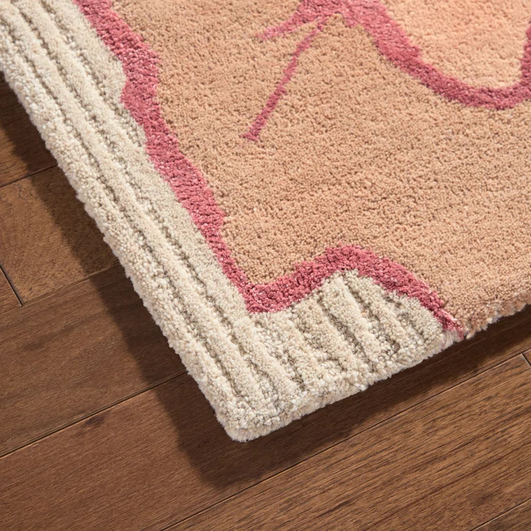 NICOLE MILLER NEW YORK Flora Grandeur Bloom Handcrafted Wool Area Rug Rose
