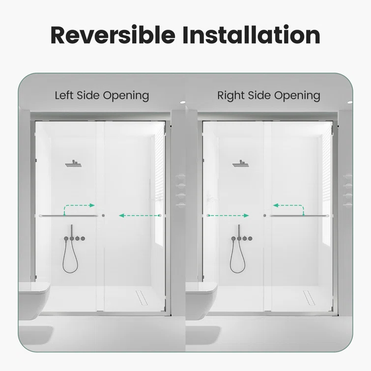 44-48 in.W x 72 in.H Semi-Frameless Sliding Shower Door Clear SGCC Tempered Glass.