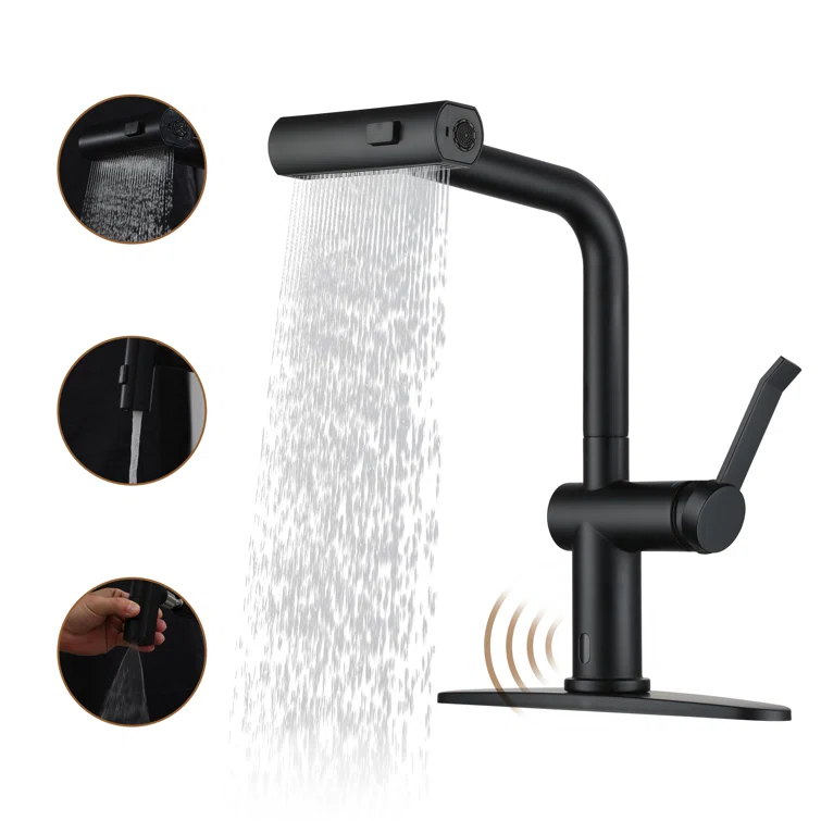 Willow Single Handle Pull Out Kitchen Faucet with Touchless Sensor, Three-function Mode Sprayer