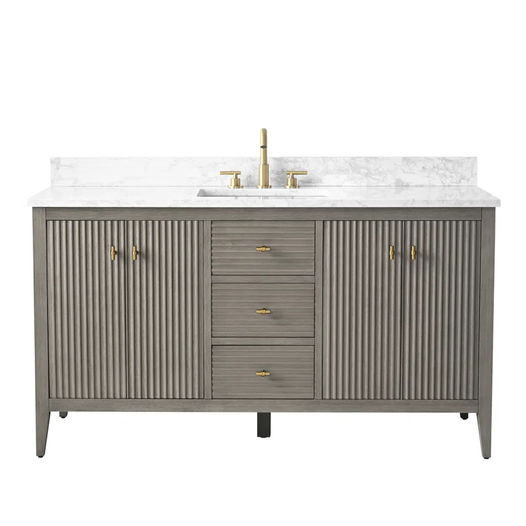 60'' Single Bathroom Vanity with Engineered Marble Top