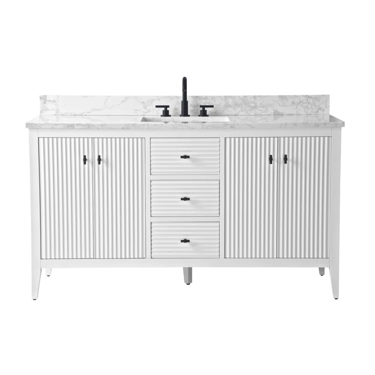 60'' Single Bathroom Vanity with Engineered Marble Top