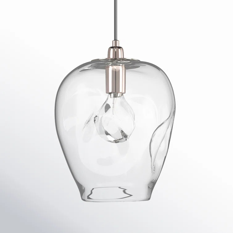 Jamie Young Co Large Coastal Dimpled Glass Pendant in Clear/Silver