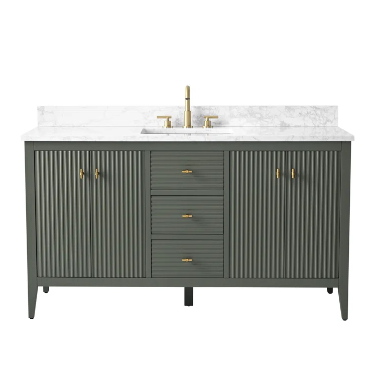 60'' Single Bathroom Vanity with Engineered Marble Top