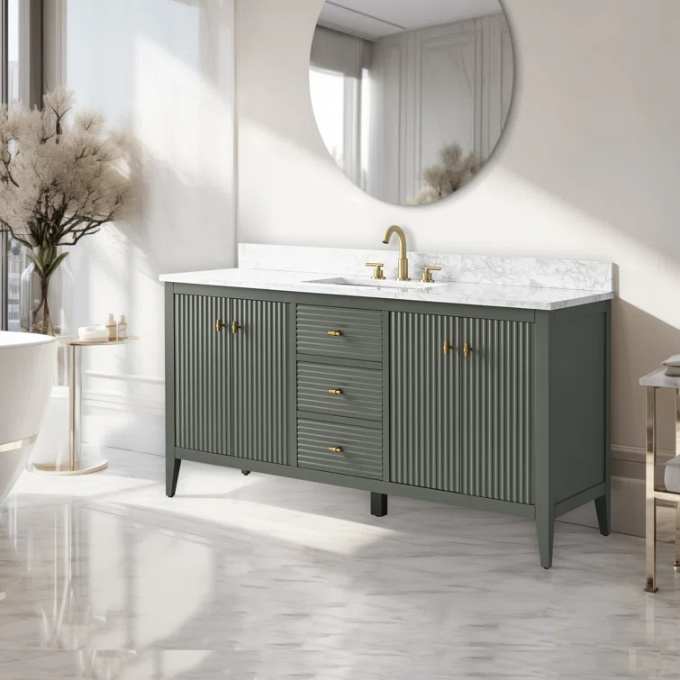 60'' Single Bathroom Vanity with Engineered Marble Top