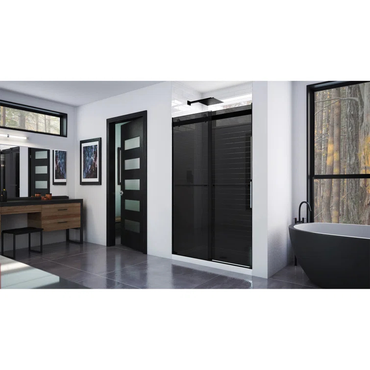 44" - 48" W 76" H Reversible Semi-Frameless Shower Door with ClearMax Technology