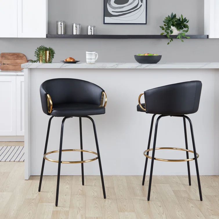 Laurenzio Fixed-Height Faux Leather Bar & Counter Stool