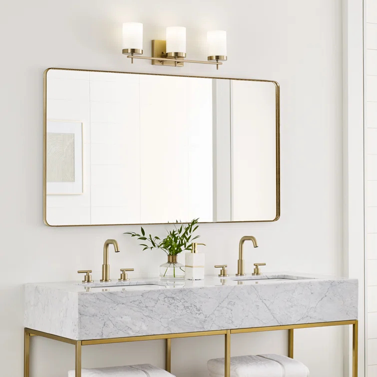 Generation Lighting 3-Light Zire Modern Bath Fixture Wall Lamp Satin Brass 4490303-848, Bathroom Light Fixture for Home Décor, Wall Sconce Vanity Light Fixture and Bathroom Accessory