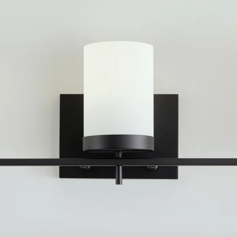 Zire Midnight Black 3-Light Vanity Wall Light with Etched White Glass