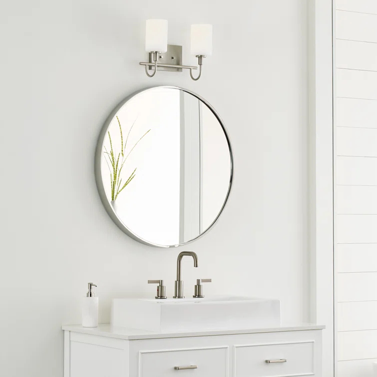 Oak Moore 13.875" Brushed Nickel 2-Light Bath Vanity with Etched Glass