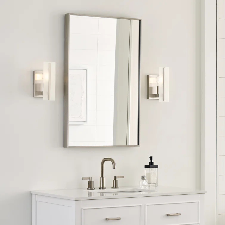 Elegant Brushed Nickel Vanity Sconce with Satin Etched Glass