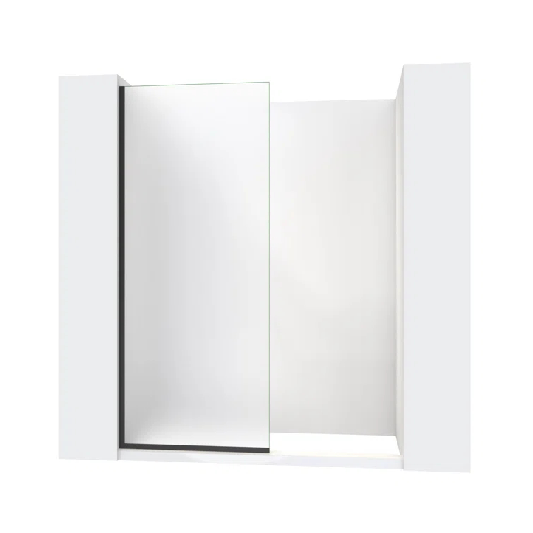 Matte Black Frameless Frosted Tempered Glass Walk-In Shower Screen