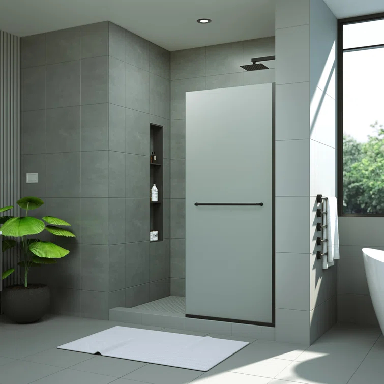 DreamLine Linea 30 in. W x 72 in. H Frameless Shower Screen with Towel Bar