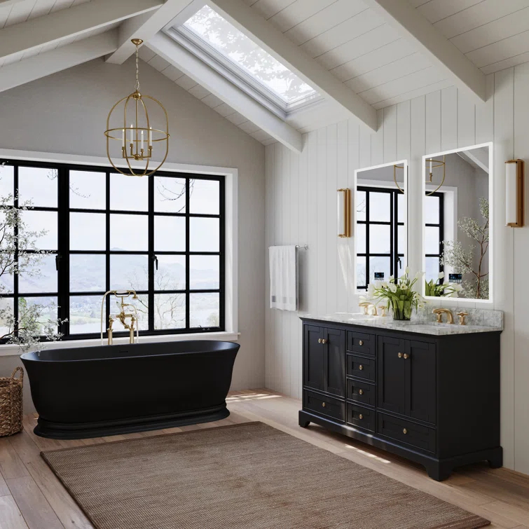 Varna 60'' Double Bathroom Vanity with Marble Top
