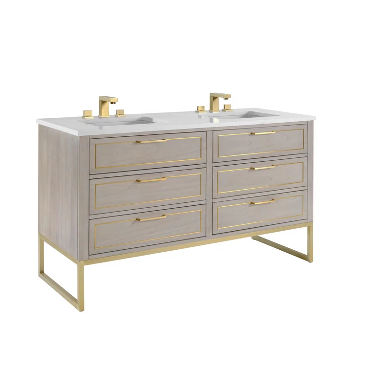 Markham 60'' Double Bathroom Vanity with Ceramic Top