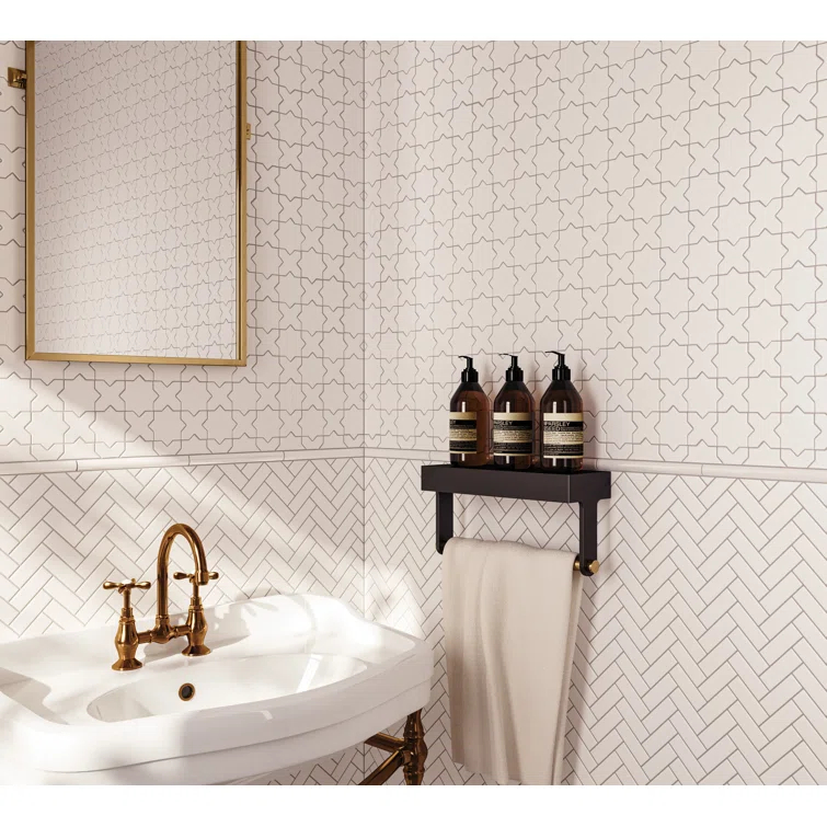 Le Cafe 2" x 2" Cross and Star Matte Porcelain Mosaic Tile