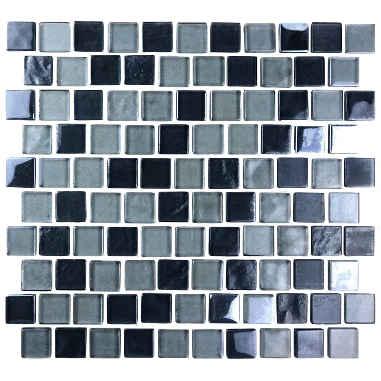 Landscape 1 in. x 1 in. Translucent Glass Plastic Face Mounted Brick Mosaic Designer Pool Tile