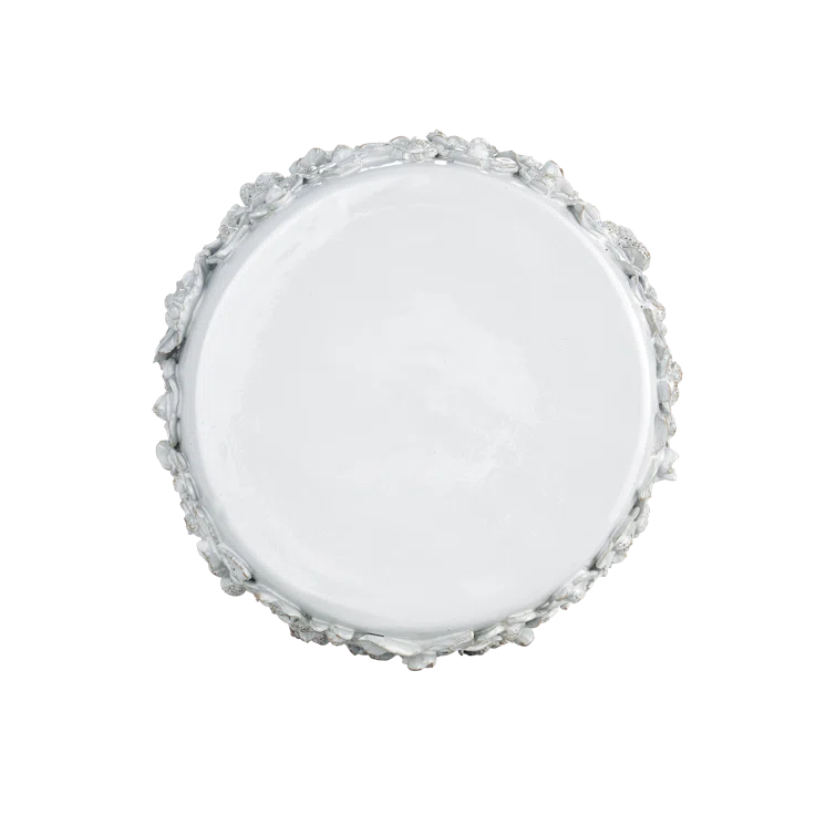 Jessamine White Ceramic Floral Round End Table