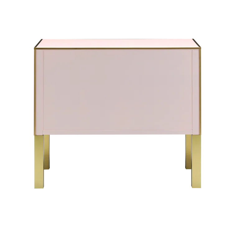 Arden Silver Peony 2-Drawer Nightstand with Satin Brass Trim