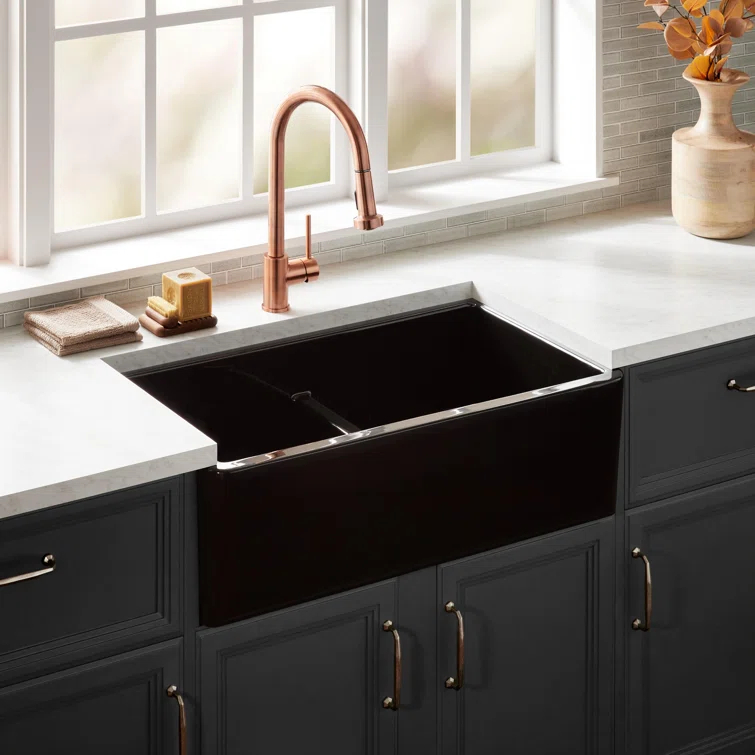 Grigham 33" L Double Basin Farmhouse / Apron Kitchen Sink