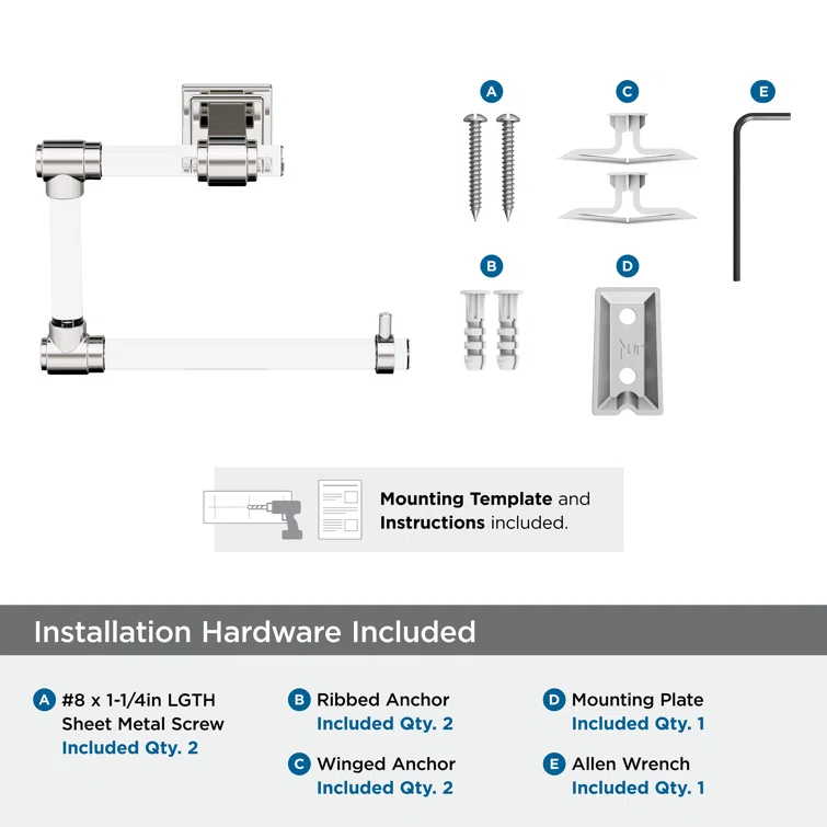 Glacio Clear/Polished Nickel Open Towel Ring