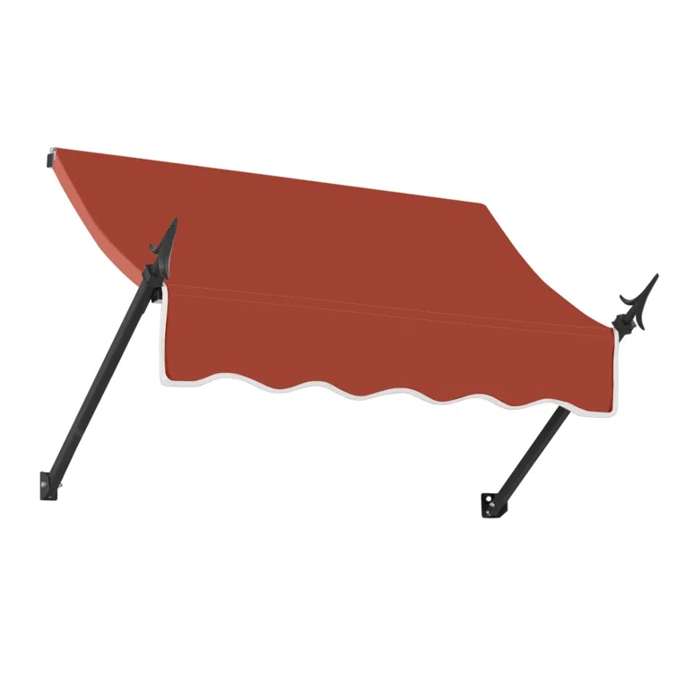 Awntech New Orleans Acrylic Fabric Fixed Awning with Iron Spear Arms