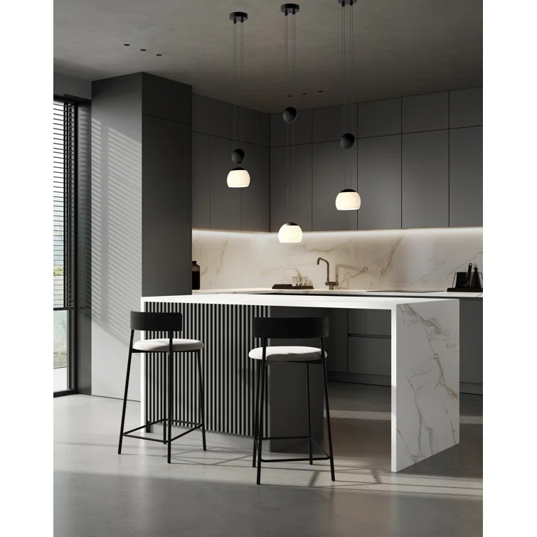 Jojo Brass 6.3" x 13.7" Modern LED Glass Pendant