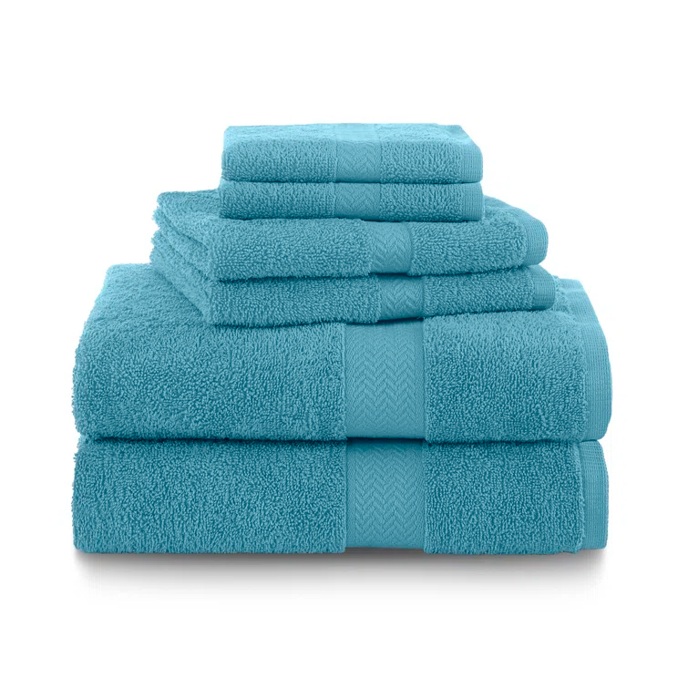 Martex 6 Piece Luxury Cotton Towel Set, 2 Bath Towels, 2 Hand Towels, 2 Washcloths 500 GSM 100% Ring Spun Cotton Highly Absorbent Soft Towels for Bathroom For Everyday Use, Hotel & Spa