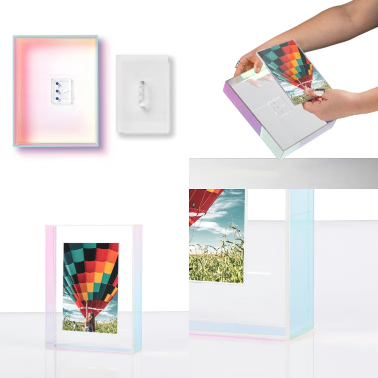 Float Frame for Tabletop or Wall with Magnetic Photo Holder